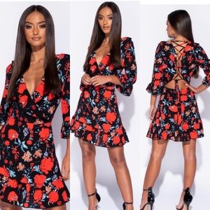 Black dress with red roses